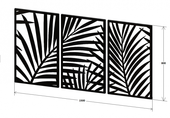 Set decor perete Feuilles 150 x 80 cm. negru [3]