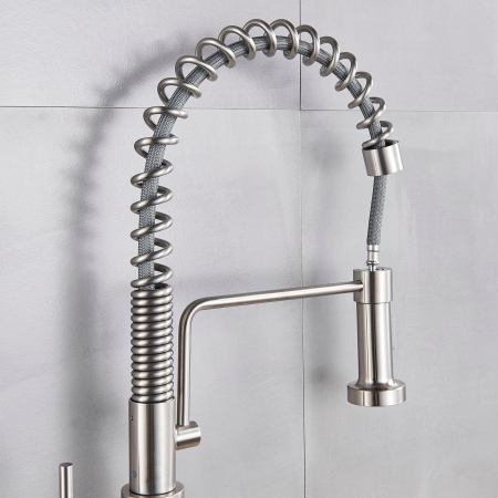 Bateria profesionala pentru bucatarie Heim Chrome, cu 2 functii de curgere, dus extractibil, senzor tactil de pornire/oprire, argintiu nichelat [4]