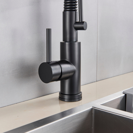 Bateria profesionala pentru bucatarie Heim Matte, cu 2 functii de curgere, dus extractibil, senzor tactil de pornire/oprire, negru mat [1]