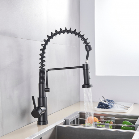 Bateria profesionala pentru bucatarie Heim Matte, cu 2 functii de curgere, dus extractibil, senzor tactil de pornire/oprire, negru mat [5]