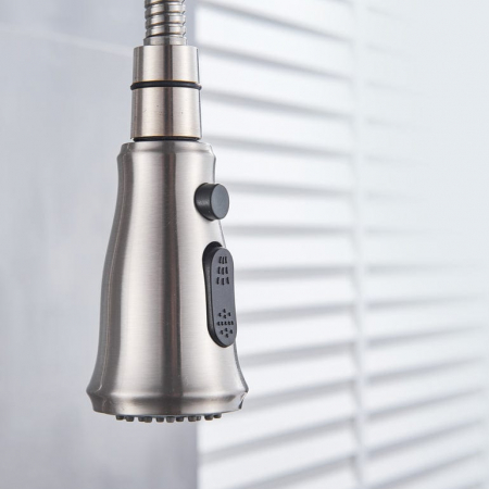 Bateria profesionala pentru bucatarie Shein, cu 2 functii de curgere, dus extractibil, argintiu nichelat [3]