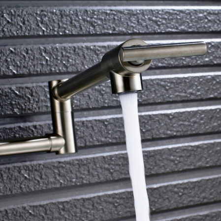 Baterie bucatarie cu brat pliabil pentru aragaz din otel masiv, montare in perete, culoare arginitiu nichelat semilucios [5]