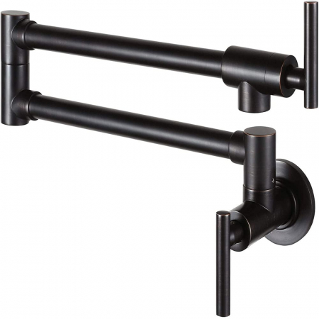 Baterie bucatarie cu brat pliabil pentru aragaz din otel masiv montare pe perete culoare neagra [2]