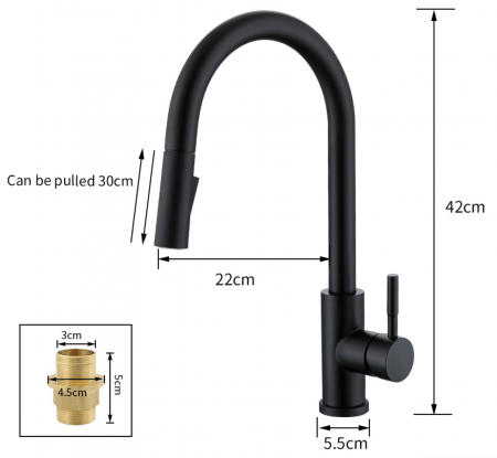 Baterie bucatarie de lux, cu dus extractibil si 2 functii de curgere [12]