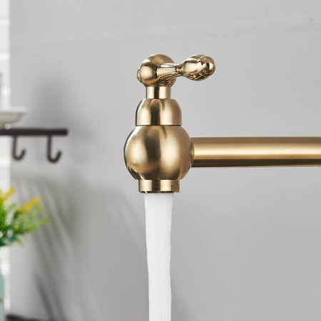 Baterie bucatarie cu prat pliabil si montare in perete deasupra chiuvetei, auriu [5]