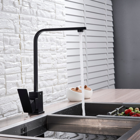 Baterii bucatarie - Baterie bucatarie lux  cu cadru patrat si monocomanda, negru mat