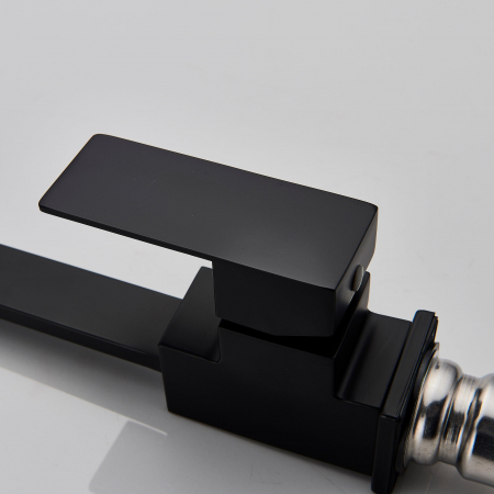 Baterie bucatarie lux  cu cadru patrat si monocomanda, negru mat [4]