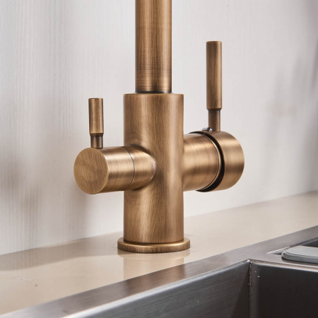 Baterie bucatarie pt. apa filtrata cu 2 cai auriu antichizat [1]