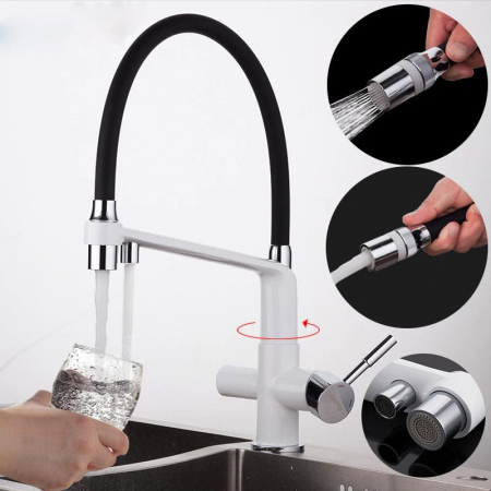 Baterie bucatarie pt. apa filtrata cu 2 cai negru/alb [2]