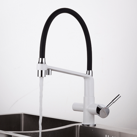 Baterii bucatarie cu filtru suplimentar - Baterie bucatarie pt. apa filtrata cu 2 cai negru/alb