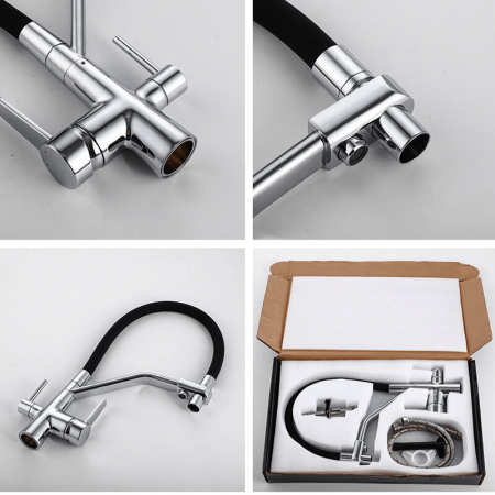 Baterie bucatarie pt. apa filtrata cu 2 cai negru/argintiu [1]