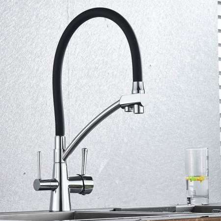 Articole de bucatarie - Baterie bucatarie pt. apa filtrata cu 2 cai negru/argintiu