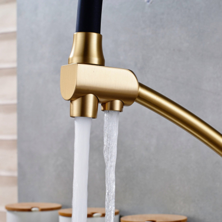 Baterie bucatarie pt. apa filtrata cu 2 cai negru/auriu [5]