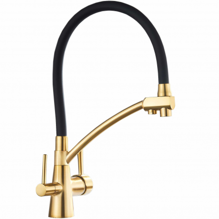 Baterie bucatarie pt. apa filtrata cu 2 cai negru/auriu [3]