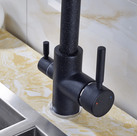 Baterie bucatarie pt. apa filtrata cu 2 cai negru mat [5]