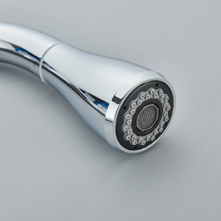 Baterie bucatarie pt. apa filtrata cu 3 cai si dus extractabil negru argintiu lucios [2]