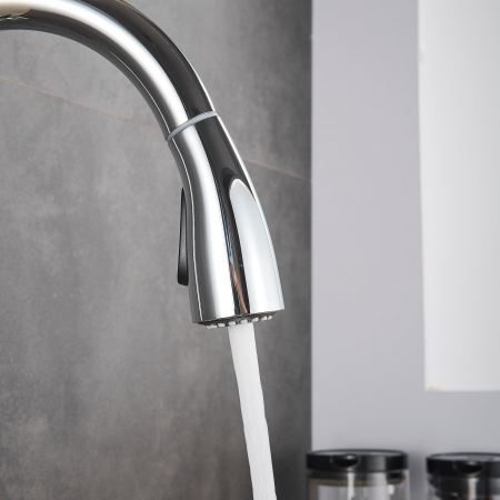 Baterie de bucatarie de lux, cromata, cu furtun extractibil si 2 functii de curgere a apei [9]