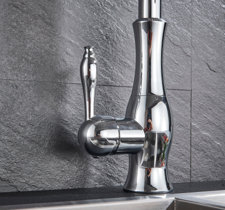 Baterie de bucatarie de lux, cromata, cu furtun extractibil si 2 functii de curgere a apei [5]