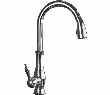 Baterie de bucatarie de lux, cromata, cu furtun extractibil si 2 functii de curgere a apei [1]