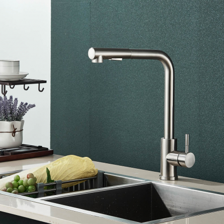 Baterie de bucatarie de lux, cu dus extractibil, argintiu [1]