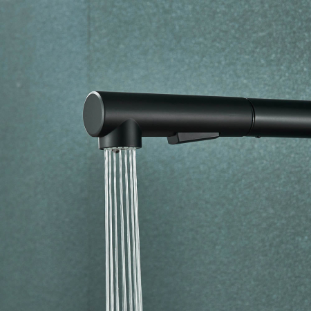 Baterie de bucatarie de lux, cu dus extractibil, negru mat [6]