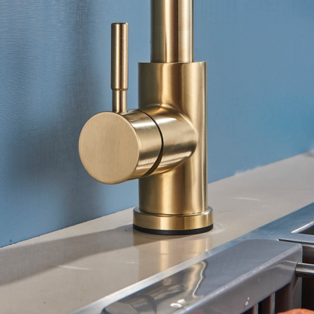 Baterie de bucatarie lux cu dus extractibil, auriu periat [6]