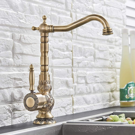 Baterie lux de lavoar/bucatarie retro, inalta, cu montare pe chiuveta sau blat [1]