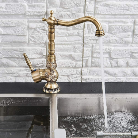 Baterii bucatarie - Baterie lux de lavoar/bucatarie retro, inalta, cu montare pe chiuveta sau blat