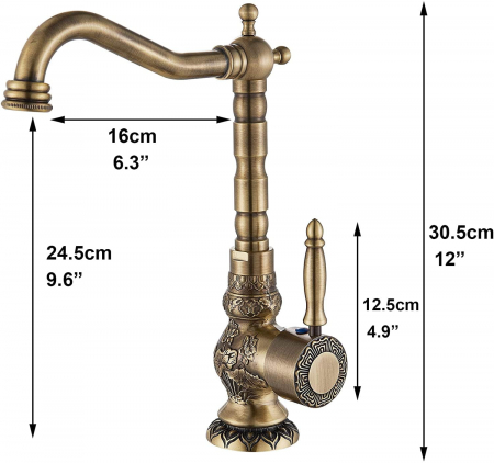 Baterie lux de lavoar/bucatarie retro, inalta, cu montare pe chiuveta sau blat [5]
