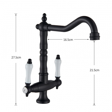 Baterie lux lavoar/bucatarie retro, inalta, cu montare pe chiuveta sau blat, negru mat [7]