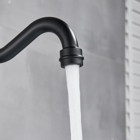 Baterie lux lavoar/bucatarie retro, inalta, cu montare pe chiuveta sau blat, negru mat [5]