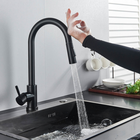 Baterii bucatarie - Baterie profesionala cu senzor de pornire la atingere si dus extractibil