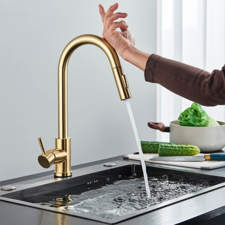 Baterii bucatarie - Baterie profesionala, cu senzor de pornire la atingere si dus extractibil