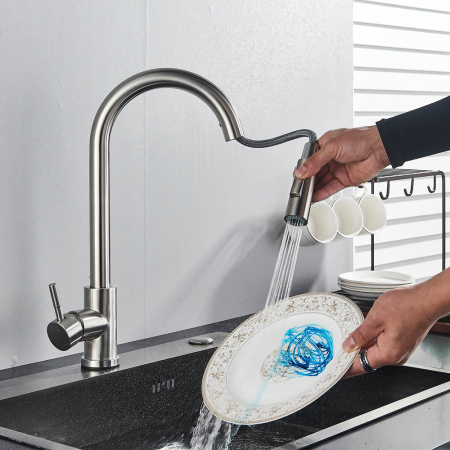 Baterii bucatarie - Baterie profesionala cu senzor de pornire la atingere si dus extractibil