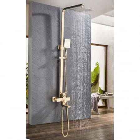 Sisteme de dus - Coloana dus cu 3 functii de curgere para patrata culoare auriu nichelat