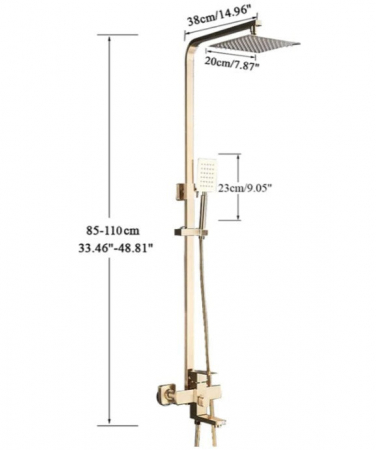 Coloana dus cu 3 functii de curgere para patrata culoare auriu nichelat [1]