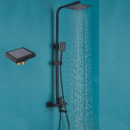 Sisteme de dus - Coloana dus cu 3 functii de curgere para patrata + sifon culoare neagra