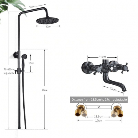 Coloana dus cu 3 functii de curgere para rotunda ajustabila culoare negru mat [8]
