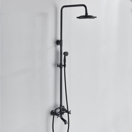 Sisteme de dus - Coloana dus cu 3 functii de curgere para rotunda ajustabila culoare negru mat