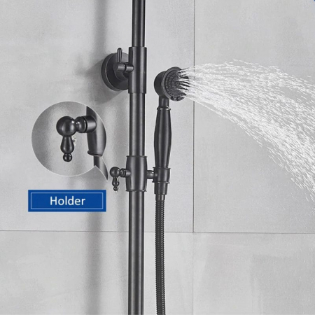 Coloana dus cu 3 functii de curgere para rotunda ajustabila culoare negru mat [5]