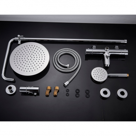 Coloana dus cu 3 functii de curgere si termostat para rotunda culoare argintiu cromat [6]