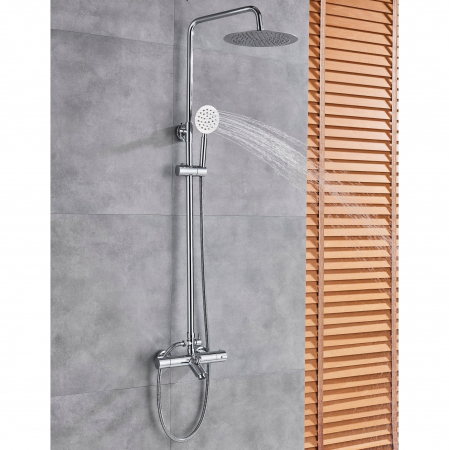 Coloana dus cu 3 functii de curgere si termostat para rotunda culoare argintiu cromat [4]