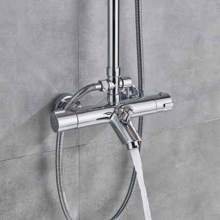 Coloana dus cu 3 functii de curgere si termostat para rotunda culoare argintiu cromat [3]