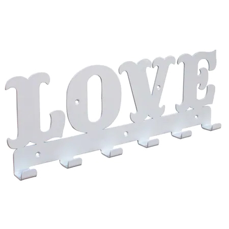Cuiere decorative - Cuier metalic Love - 6 agatatoare