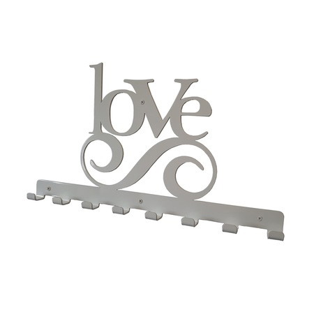 Cuier decorativ metalic Love sign alb - 8 agatatoare [1]