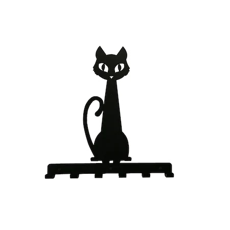 Cuiere decorative - Cuier metalic Pisica - 6 agatatoare