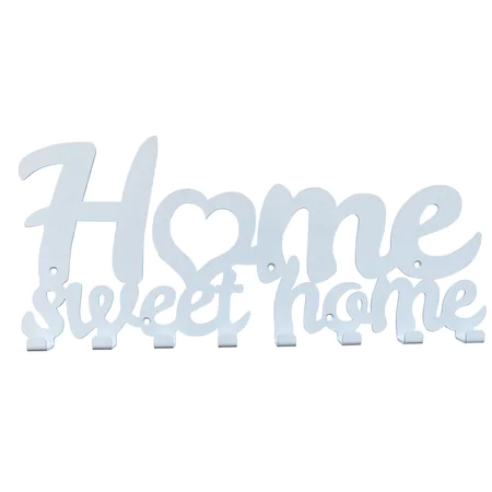 Cuier metalic Home Sweet Home Alb - 8 agatatoare [1]