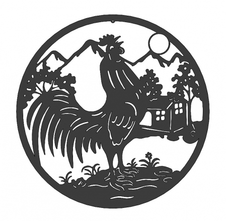 Decoratiuni metalice - Decor perete Coq II 48 cm. negru