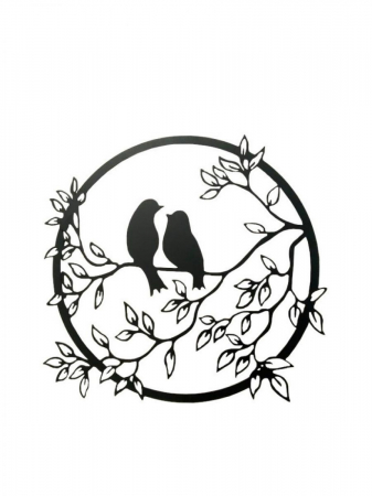 Decoratiuni de perete - Decor metalic Oiseaux 60 x 60 cm. negru