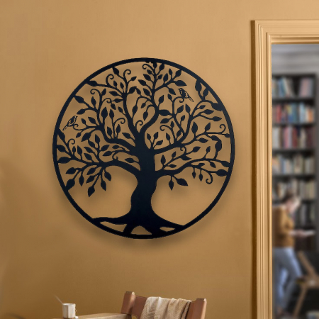 Decoratiuni metalice - Decoratiune metalica de perete - "Copacul vietii" I 90 x 90 cm. negru